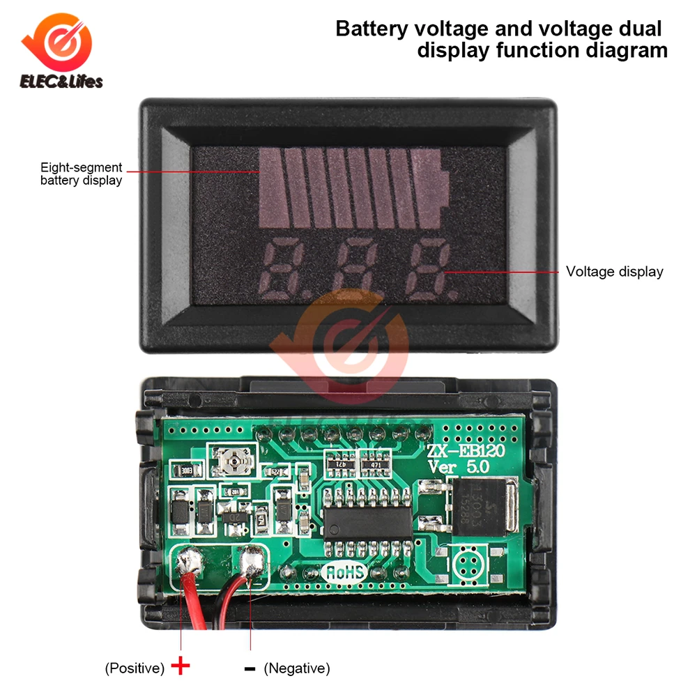 Lithium Battery Tester Car Battery Charge Level Indicator 12V 24V 36V 48V 60V 72V Lithium Battery Capacity Meter Test Display LED Tester Voltmeter