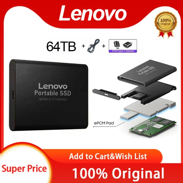 Lenovo Portable SSD USB 3.1 External Hard Drive 64TB 16TB 8TB 4TB Type-C SSD  Externo Solid Disk Ssd For Desktop Laptop Ps4 Ps5 - AliExpress