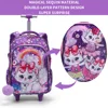 3PCS Set Rolling Backpack For Girls, Cute Cartoon Cat Sequin Design Wheeled Bags With Lunch Box And Pen Bag-Pink And Purple 4