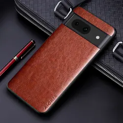 Elegant Leather Phone Case - Premium Solid Color Soft TPU & Hard PC Business Cover for Pixel 5A 5g (Brown)