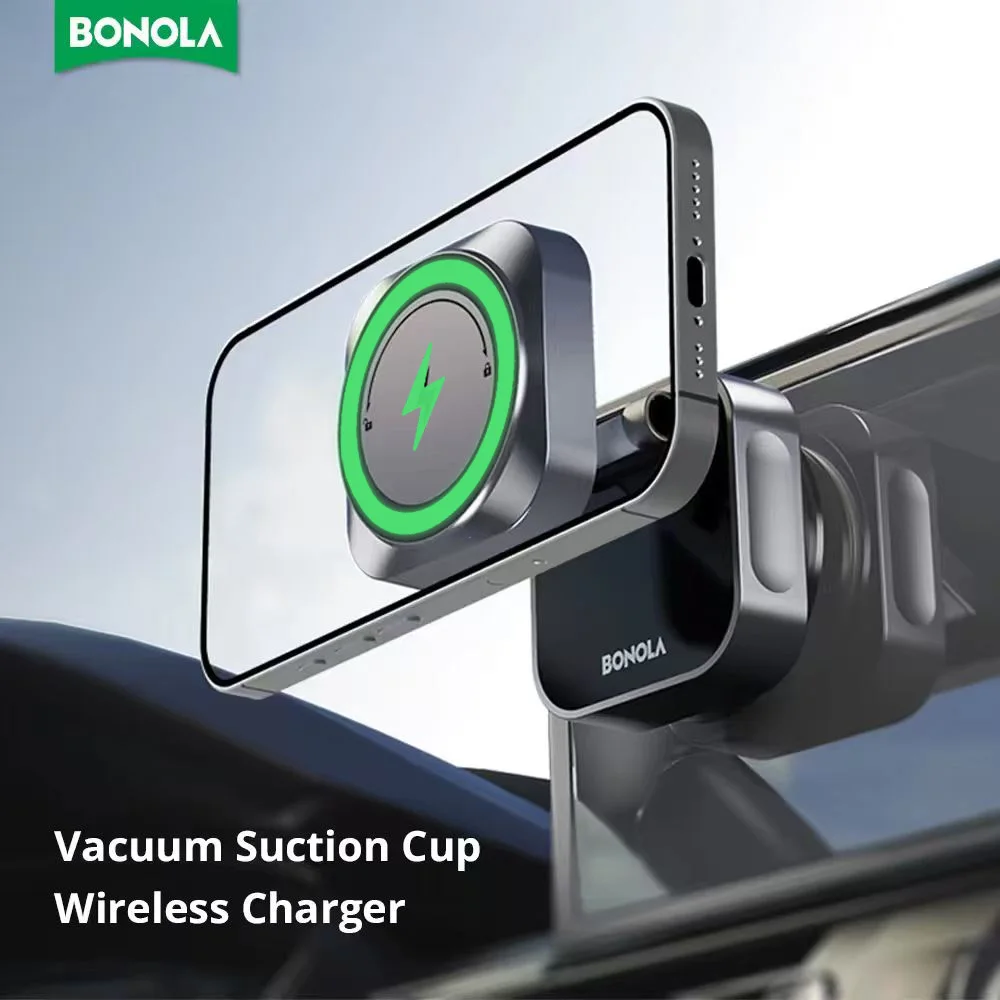 Bonola Suction Cup Car Wireless Charger Foldable for iPhone 17/16/15/Android 15w Magnetic Wireless Charging Vacuum Suction Stand 1