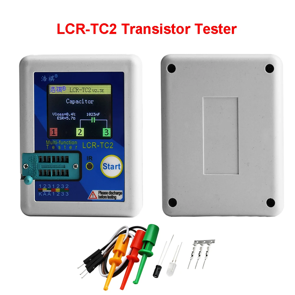 Lcr-Tc2 Transistor Tester Multimetro Lcd Diodo Triodo Condensatore Resistore Tester Esr Mosfet Npn Pnp Triac Mos/Pnp/Npn