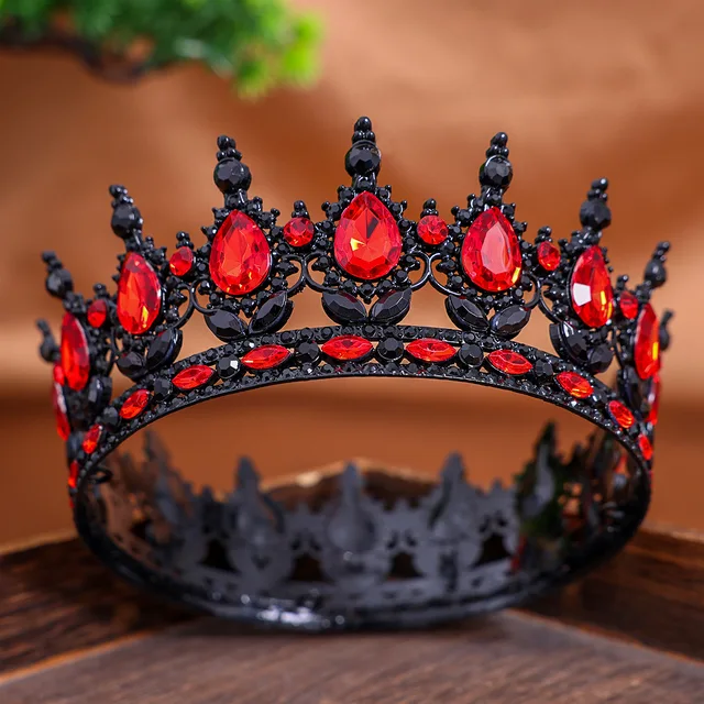 Minkissy Baroque Crown Retro Gothic Rhinestone Princess Crown