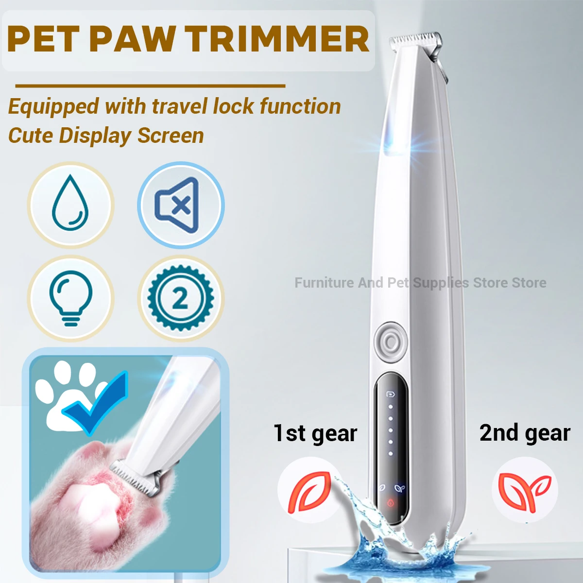 Waterproof Dog Paw Trimmer With Led Display And Lock Function_voghion.com