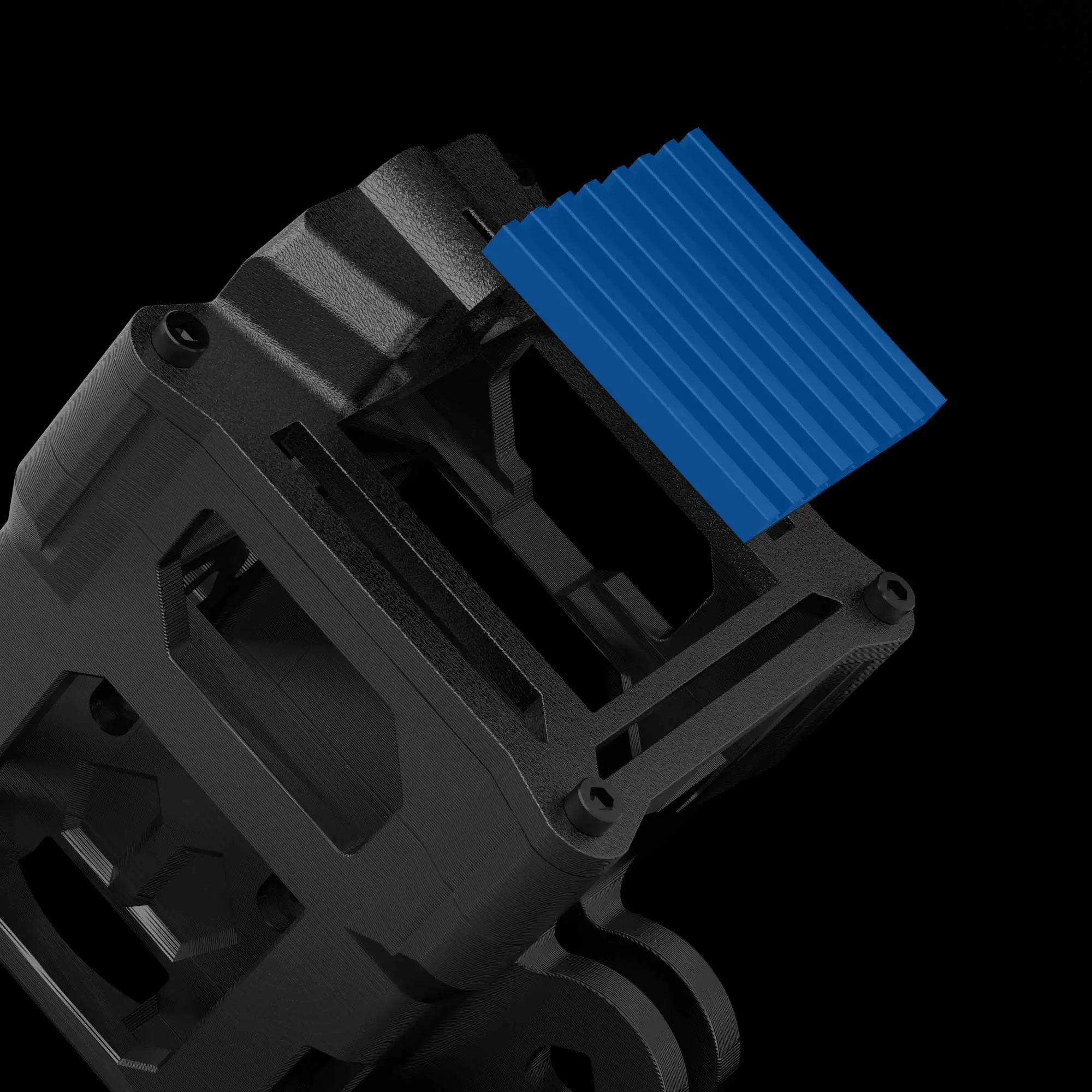 Module Intégré DJI O4 PRO fixé sous un drone, projetant un faisceau lumineux puissant pour l'éclairage de sécurité.