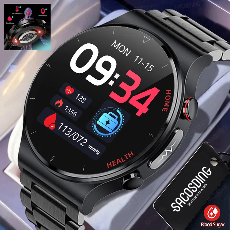 

Sapphire Glass ECG+PPG Smart Watch Men Laser Treatment Of Blood Sugar Blood lipids Blood Pressure Health Monitoring Smartwatch