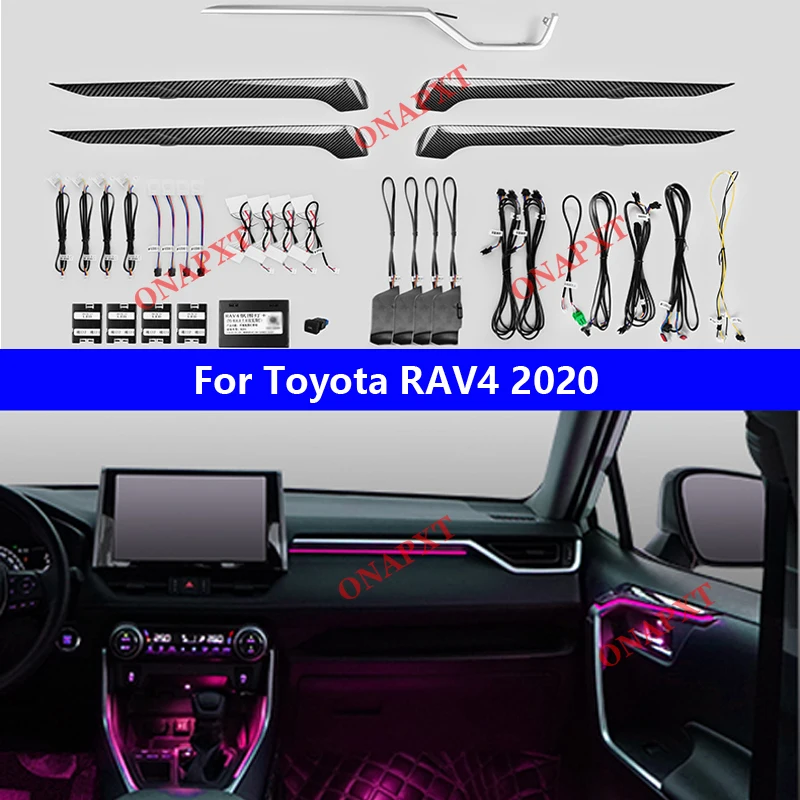 

Auto For Toyota RAV4 2020 Button And App Control 64 colors Set Decorative Ambient Light LED Atmosphere Lamp illuminated Strip