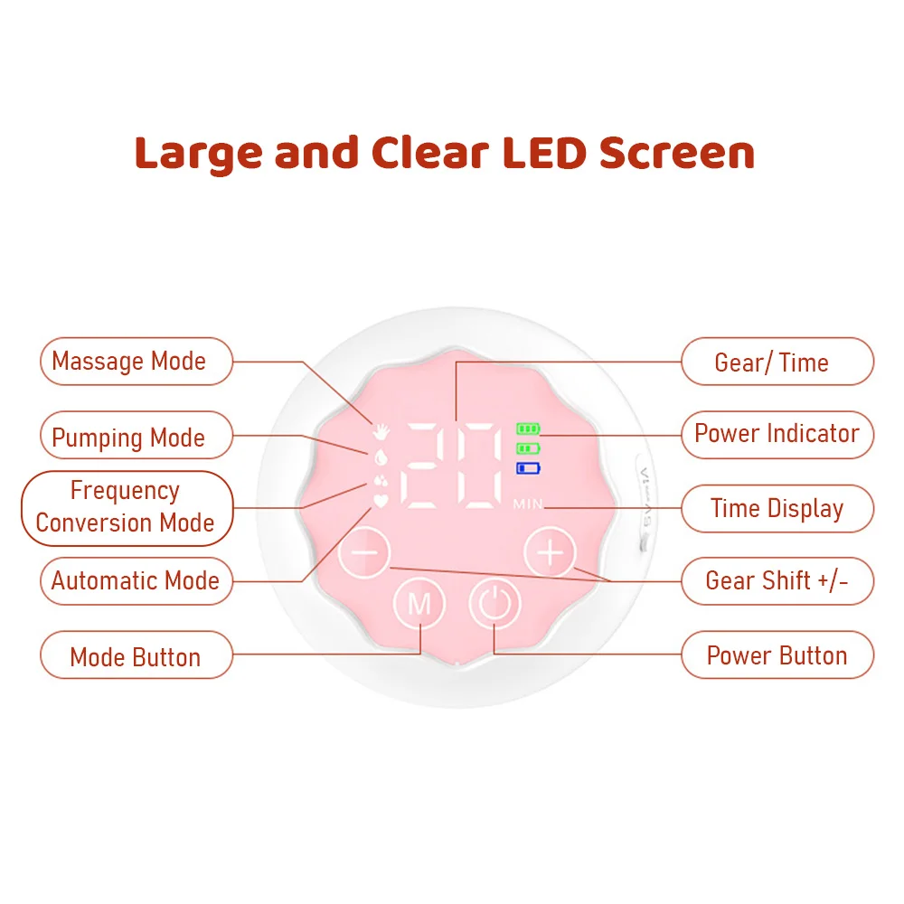Wearable Breast Pump Hands Free Electric Breast Pump for Breastfeeding 4 Modes 12 Suction Level Low Noise Built-in Battery 6