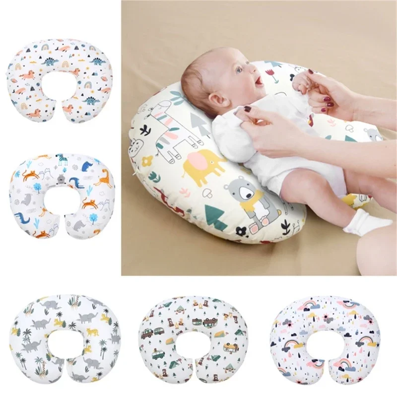 Cotton Nursing Pillow Lovely Pattern Baby Pillow Machine Washable for Comfortable Breastfeeding Bottle Feeding