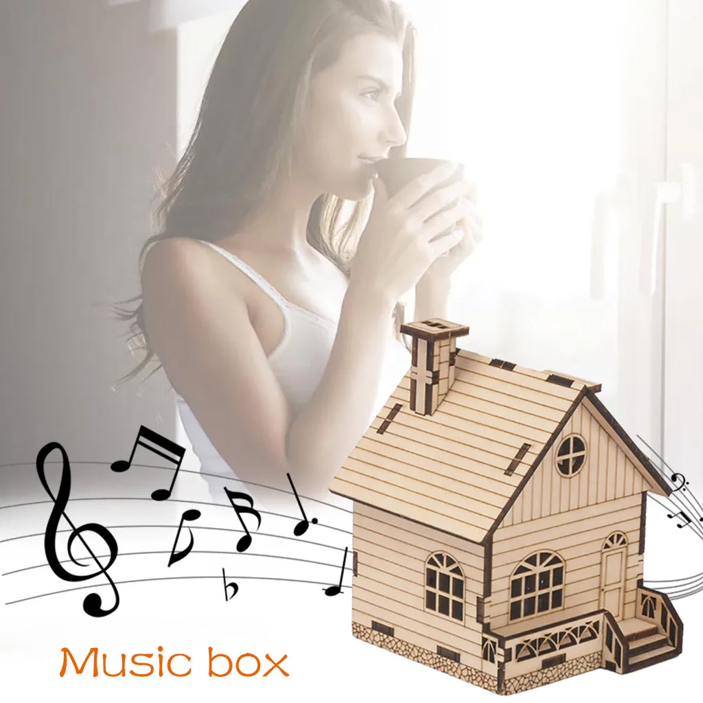 

DIY Wooden House Music Box Model Building Kit Fun Educational Science Toy Physics Handmade Assembly Blocks