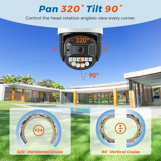 BESDER 8MP PTZ 5G HZ Wifi Camera Outdoor Auto Tracking Dual Screen 5K 10MP CCTV Security IP Camera 5X Digital Zoom Email Alarm 6