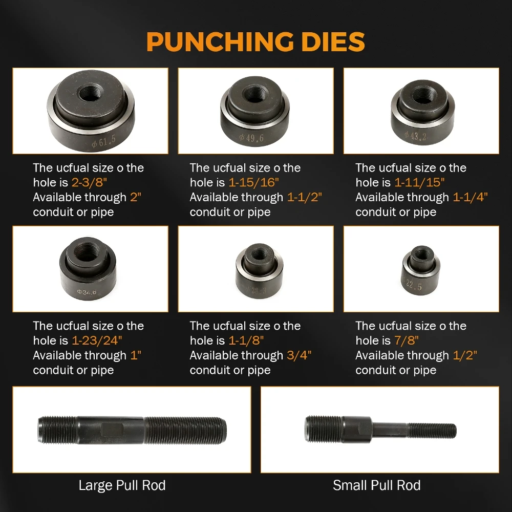 Manual Hydraulic Hole Opener Tool Set with 6 Molds (22mm 27.5mm 34mm 43mm 49mm 60mm ) Hydraulic Punching Drilling Machine 5