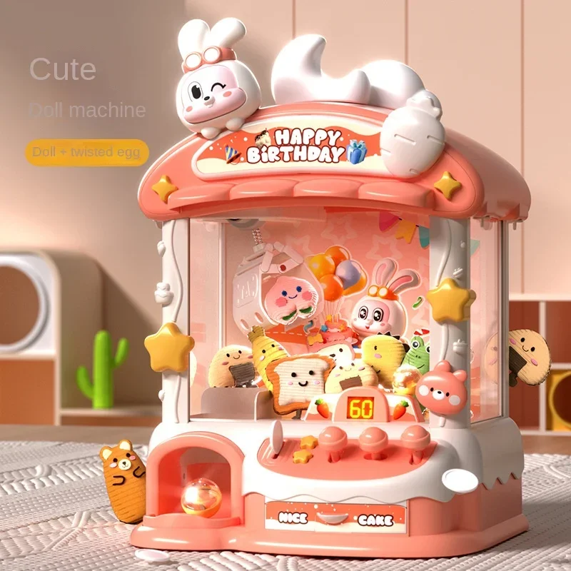 Automatic Doll Machine Toy for Kids Mini Cartoon Coin Operated Play Game Claw Crane Machines with Light Music Children Toy Gifts 2
