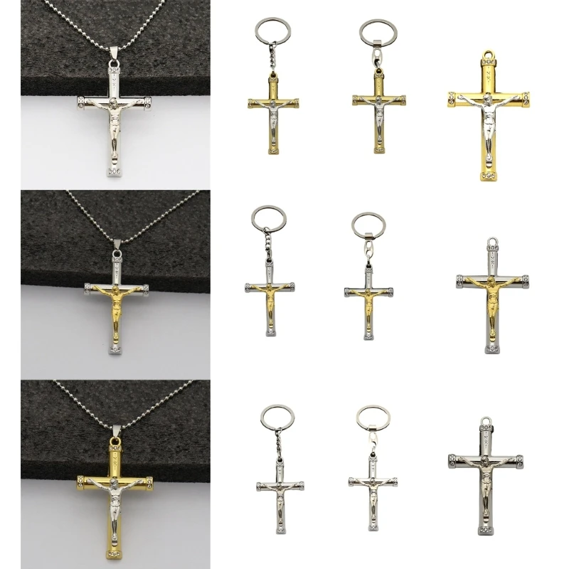 Брелоки ручной работы в виде креста, золотистые/серебристые, 40 х65 мм, 5 шт.