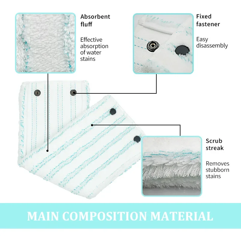 2PCS Small Mop Flat Replacement Head for Leifheit Wet and Dry Use Cleaning Pad for Home Floor Cleaning Supplies 42x15cm 3