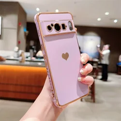 Fashion Love Heart Plating Shockproof Soft Lens Protection Case for Pixel 10 (Purple)