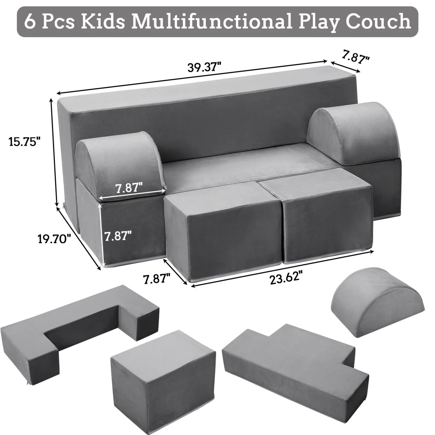 Modulares Kindersofa aus Schaumstoff mit abnehmbaren Kissen, wandelbares weiches Sofa zum Lesen und Spielen – Detail 2