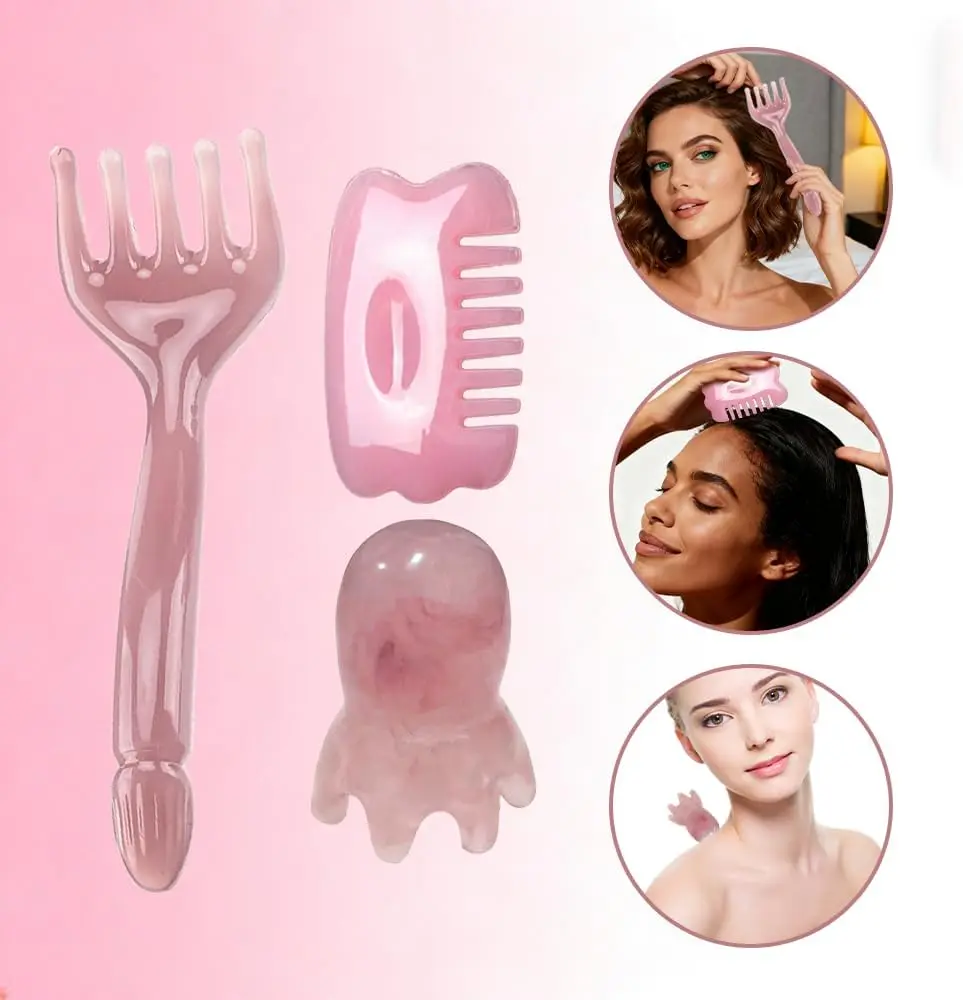 3Pcs Head Massage Tools Manual Scalp Massagers Comb Portable Resin Scalp Stress Relax Tool for Christmas Mother's Day Gifts