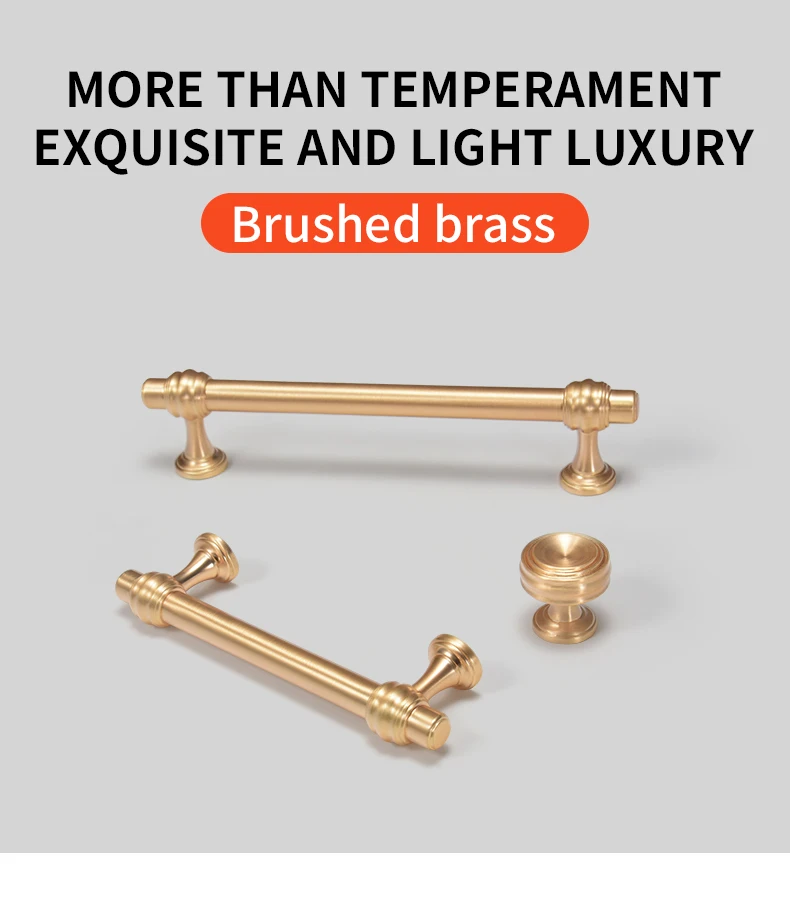 YONFIA 3644BB Brushed Brass Kitchen Cabinet Handles Knob Zinc Alloy Furniture Drawer Handle Wardrobe Closet Pull Handle Gold