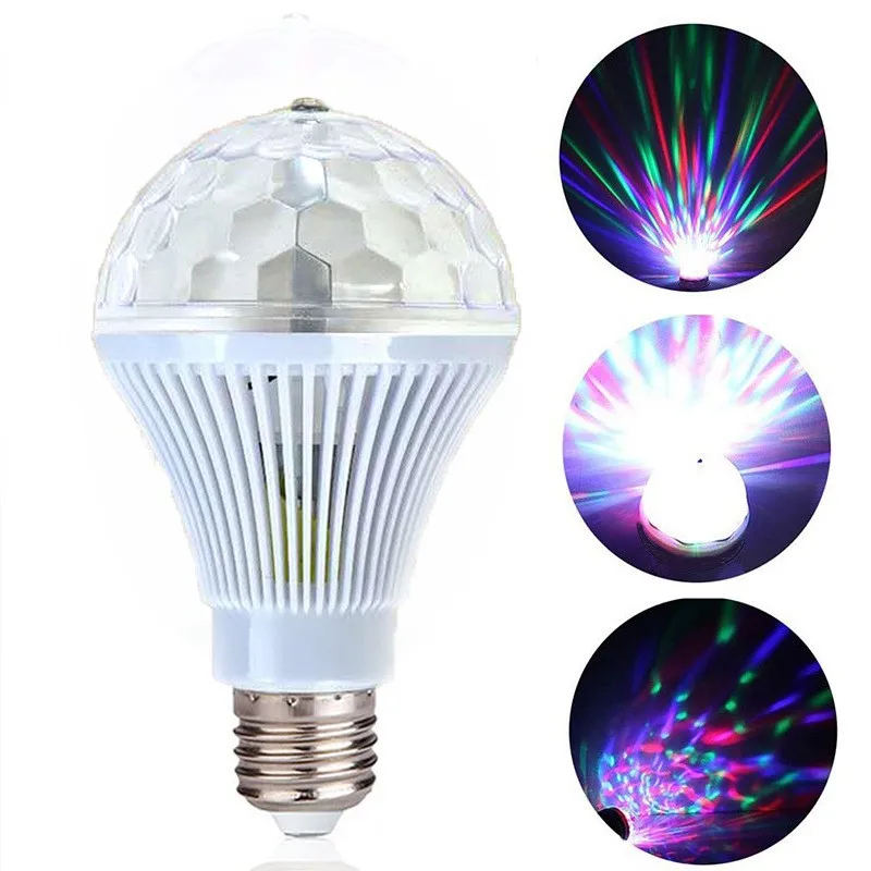 

3W LED RGB Light Bulbs E27 220V 230V Color Change Rotating Flash Lamp for Stage Lighting KTV Disco Home Party Christmas