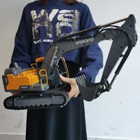Double E 1:16 Alloy Engineering Excavator with 3 Replaceable Heads 3in1 Construction Remote Control Truck Car Toy for Boy Gift 2