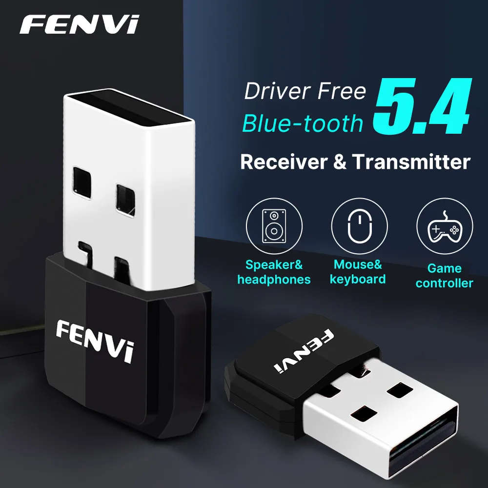 FENVI USB 블루투스 5.4 어댑터 송신기 수신기 블루투스 5.3 동글 무선 USB 어댑터 마우스 키보드 스피커 음악