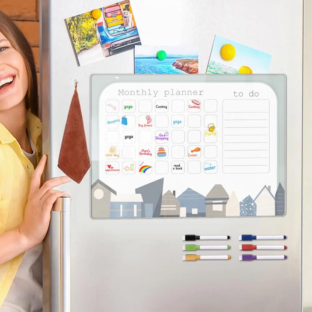 Erasable Refrigerator Planner Erasable Weekly Planner Magnetic Whiteboard Weekly Set 9pcs for Fridge with for Home