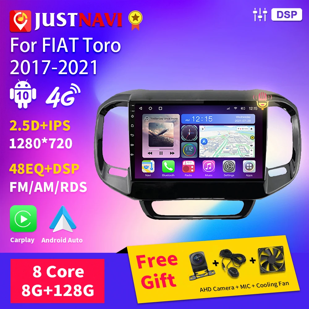 

JUSTNAVI Car Radio For FIAT Toro 2017-2021 Android 10 Autoradio GPS DSP Multimedia Stereo Auto CarPlay Video No 2 Din DVD Player