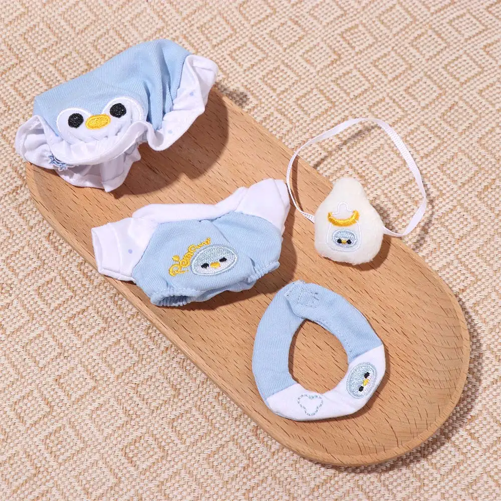 1 set Penguin Baby 10cm Cotton Doll Clothes Baby Bottle Outfit Cotton Doll's Clothes Set Mini Cartoon 10cm Doll Clothes