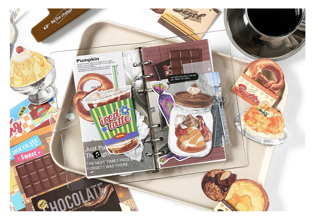 20 stücke INS Nette Snack dessert Material Papier Dekorative Schreibwaren Scrapbooking Memo Pad Tagebuch Album Label Dekorative papier – Detail 11