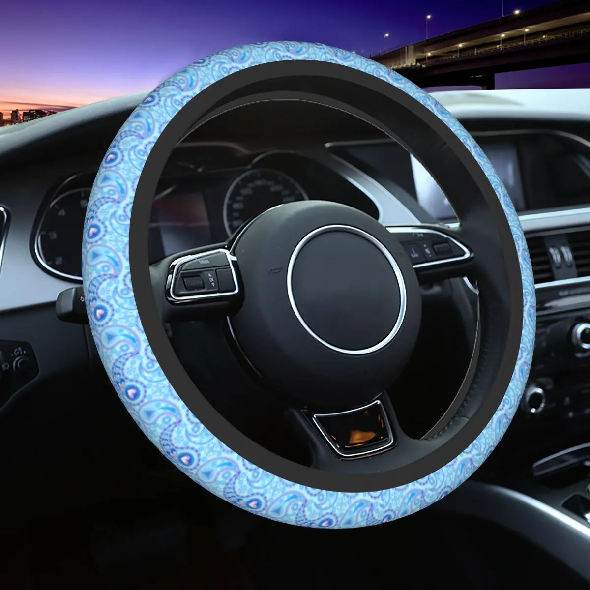 

Paisley Pattern Car Steering Wheel Cover 37-38 Anti-slip Ethnic Style Floral Colorful Auto Decoration Steering-Wheel Accessories