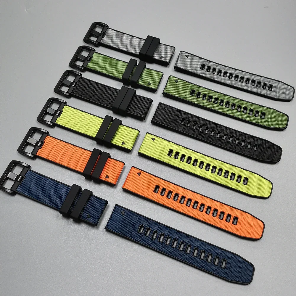 Two-Tone Silicone Strap with Nylon Band Bracelet, QuickFit 22mm/26mm