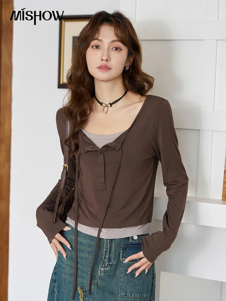 two piece knitted shirt top with belt
