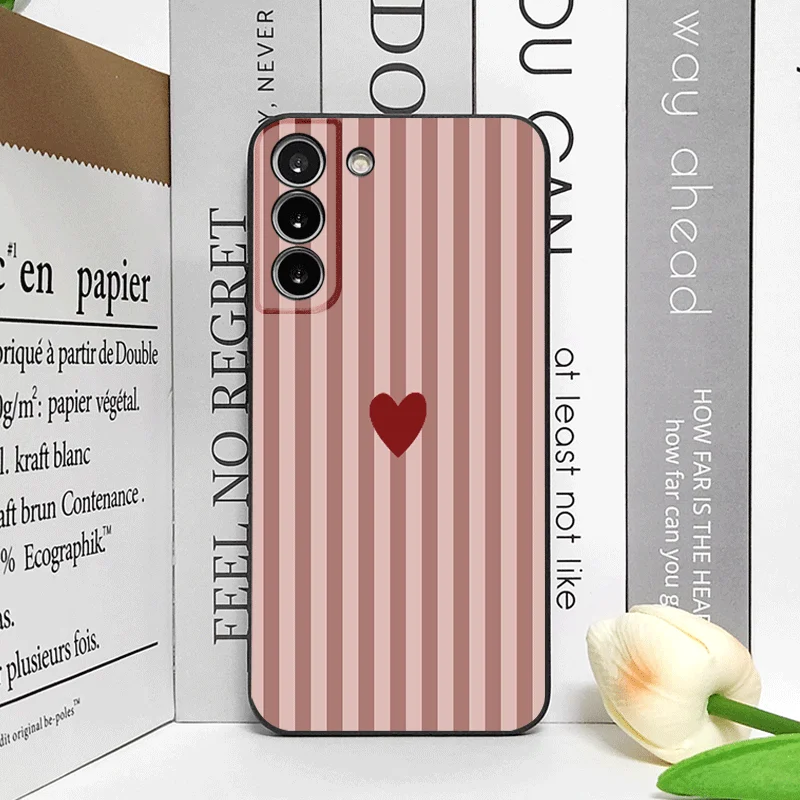 Cute Striped Heart Phone Case - Pink & Blue Soft Cover