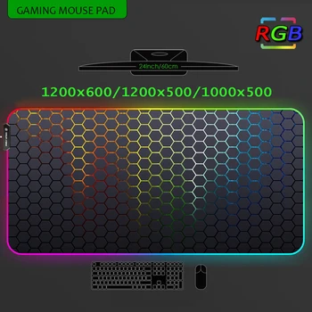 Rgb 마우스 패드 Xxl 벌집 맞춤형 슬립 매트 데스크 액세서리 마우스 패드, 게이머 플레이 매트, 대형 게임 컴퓨터 Led 조명 1000