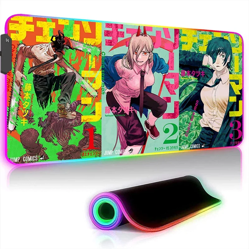 Chainsaw Man 콺 е Xxl Led  ׼ RGB Ʈ 900x400  ũ Ʈ  콺 е, ̸ е ִϸ̼ ũž Pc 콺