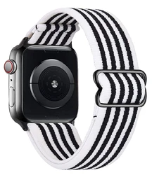 Versatile Nylon Solo Loop Watch Strap Bracelet - 38mm 40mm 41mm (Stripe white black)