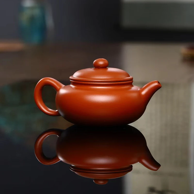 235MLYixingRedClayTeapotBallHoleFilterKettleArchaizeTeawarePuerTeaCeremonySupplies
