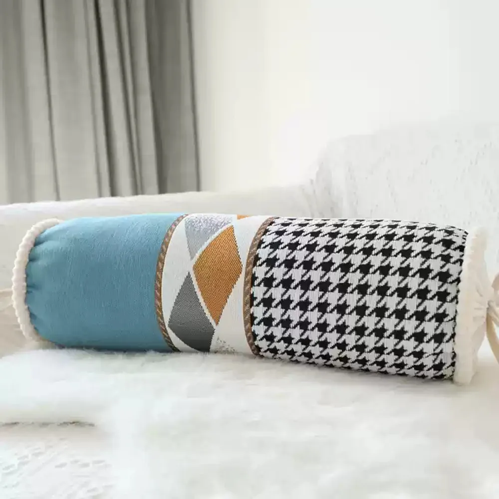 Luxuriöses Candy Chenille-Jacquard-Wurfkissen, zylindrisches Nickerchenkissen, Kopfstütze für Bett, Sofakissen, Nachttisch, Schlaf-Nackenkissen – Detail 13