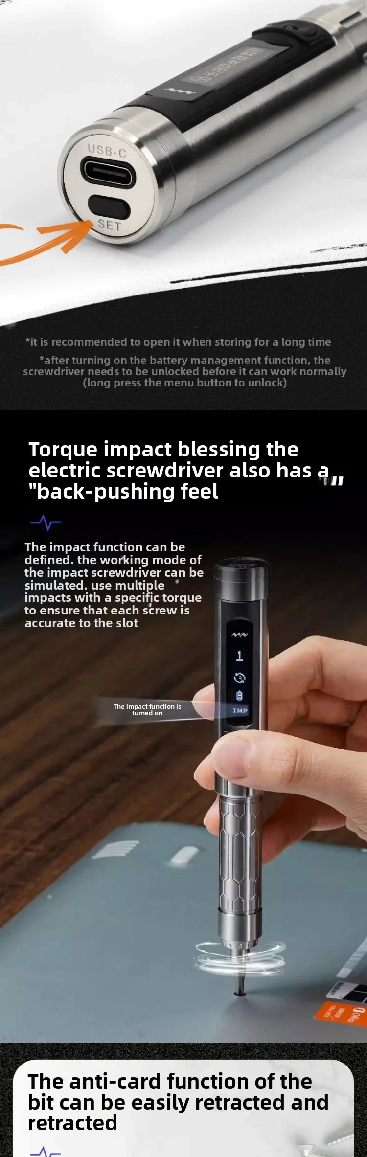 ES15S USB Chargeable Cordless Screwdriver intelligent Motion Control Electric Sc