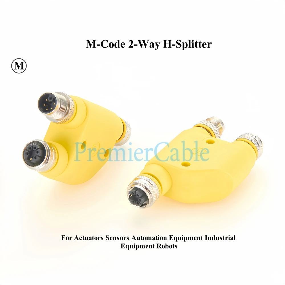 M12 M Code H Splitter Adapter 6 Cores (5+PE) Power Y Splitter M Coding Circular Connector For Actuators Sensors Automation 4
