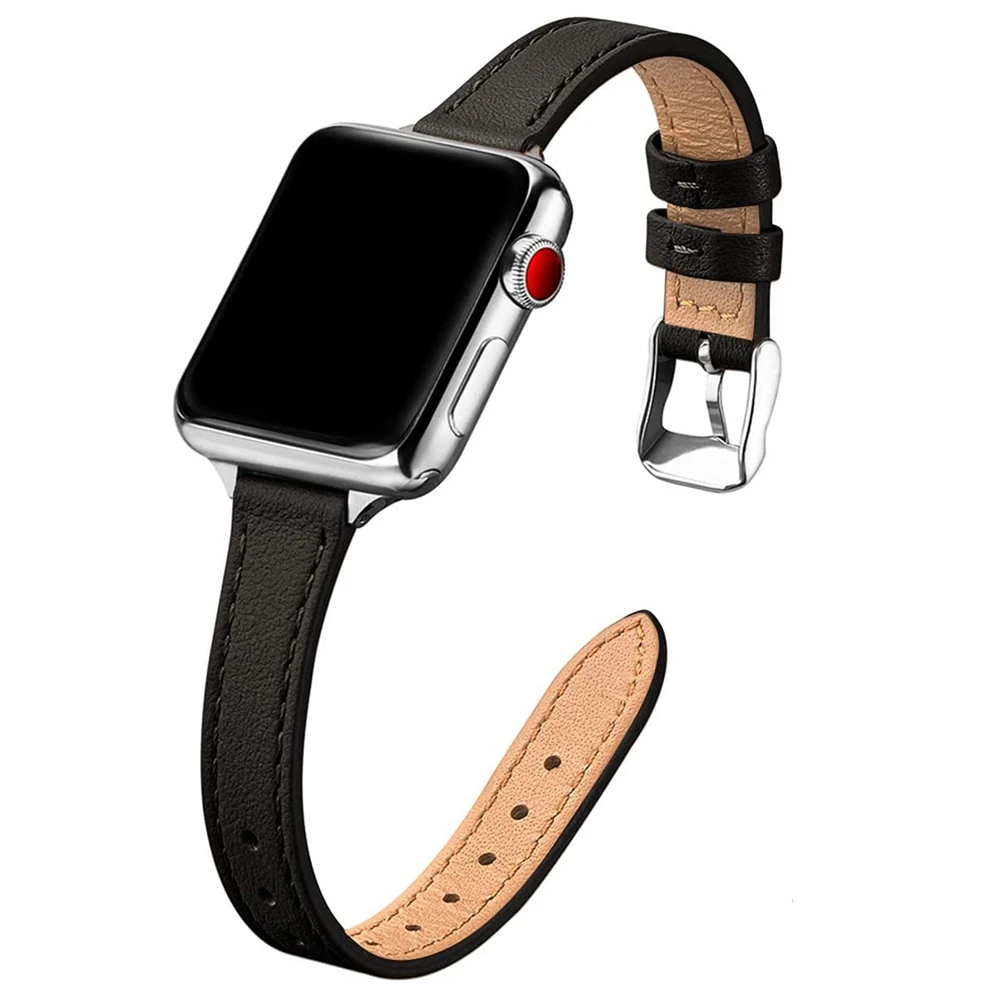 

Ремешок для Apple Watch 7 8 41 45 мм 38 42 мм, кожаный, тонкий, 49 мм, 40 мм, 44 мм, SE 6, 5, 4, 3, 2, 1