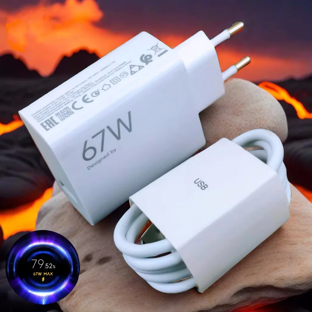 Original Charger 67W Turbo Fast Charge EU Gan Adapter For Poco X6 Pro X5 F5 Mi 14 13 12s Redmi K60 K50 K60E Mobile Phone