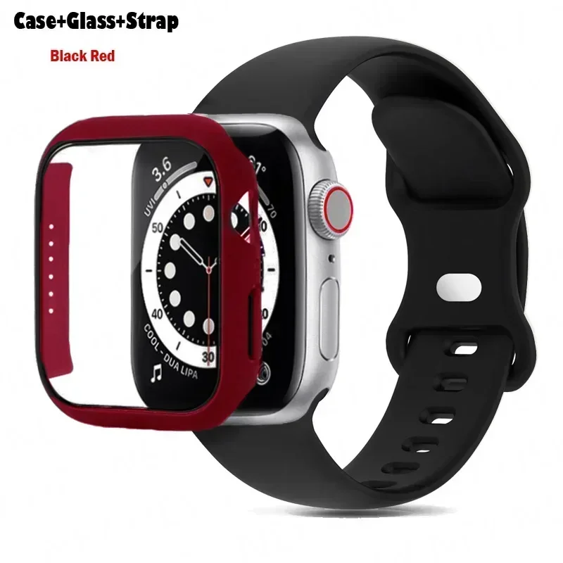 Stylish Silicone Bracelet for Apple Watch - Glass Case with Watchbands