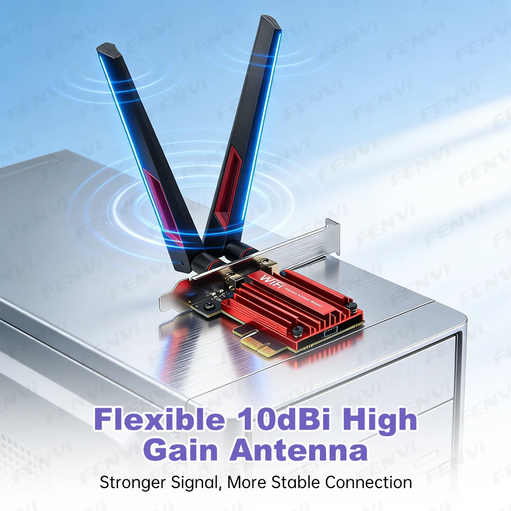fenvi WiFi 7 PCIe 무선 어댑터 블루투스 5.4 트라이 밴드 6G/5G/2.4Ghz 10DBi 안테나 MT7925 WiFi7 네트워크 카드 PC Win 10/11용