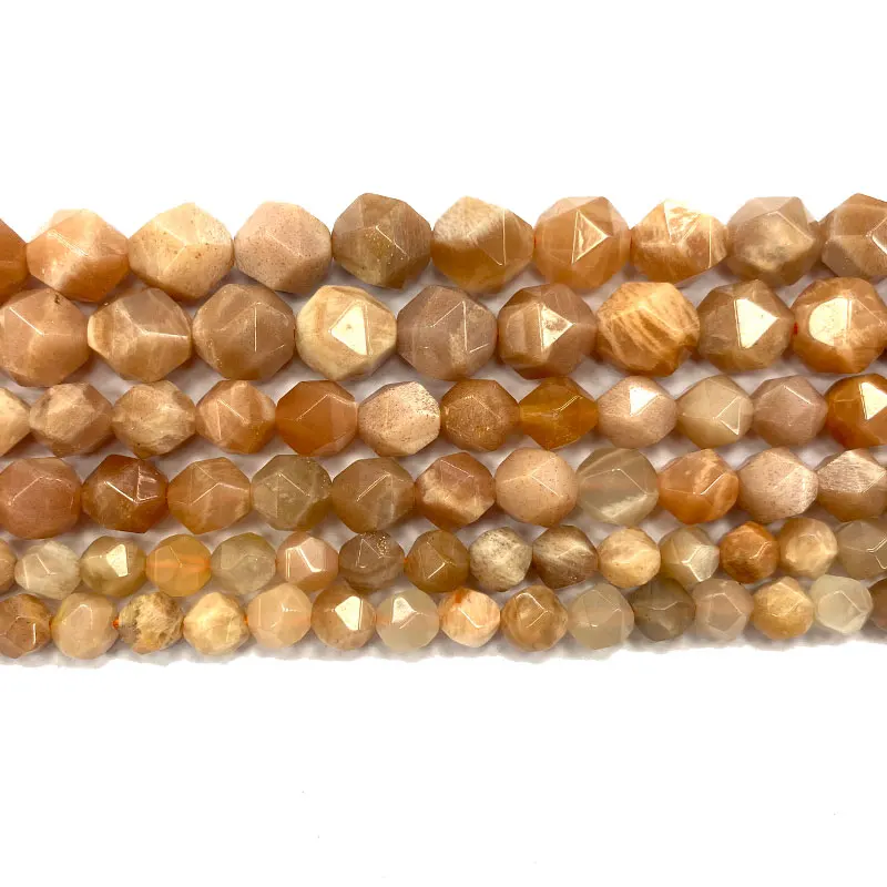 

YWROLE 100% Natural Faceted Round Stone Beads Sunstone for Jewelry Making DIY Women's Bracelet Necklace Charms 6/8/10MM 15''