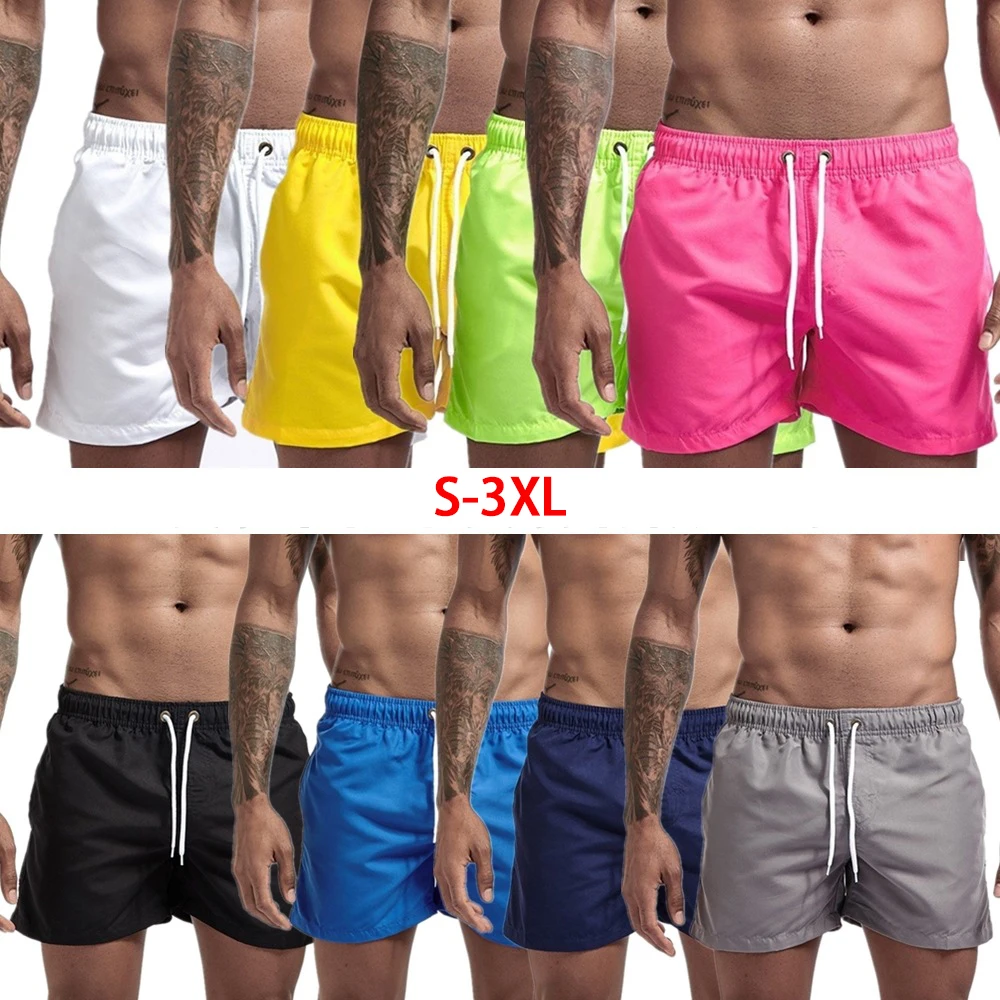 

New Men Casual Solid Color Swimsuits Boys Swimsuits Boxers Quick Drying Shorts Swimming Trunks Men's Swimsuits Surfing Wholesale