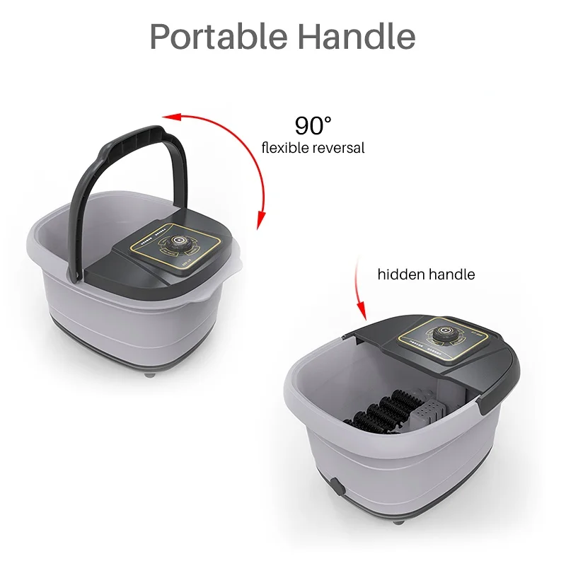 Foot Spa Massager Electric Vibrator Shiatsu Heating Therapy Hot Compression Knead 12 Roller Muscle Relaxation Pain Relief 10L