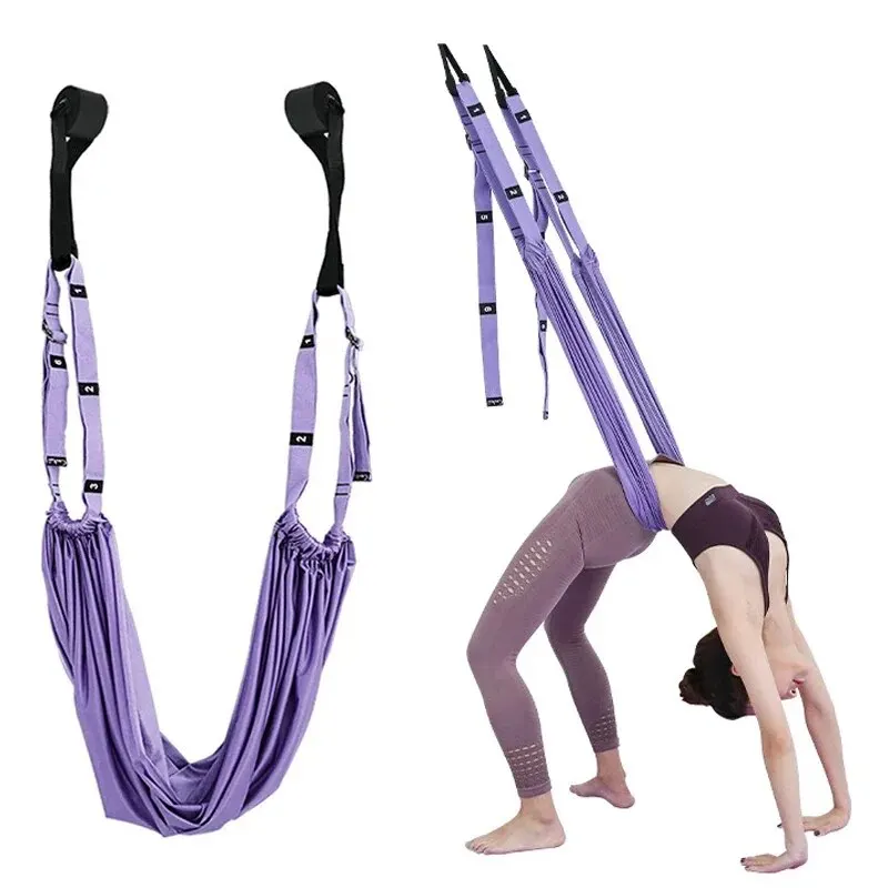 Adjustable Aerial Yoga Strap Elastic Stretch Door Hanging Yoga Belts Hammock Swing Fitness Handstand Rope Training Device Women yoga strap aerial yoga strap