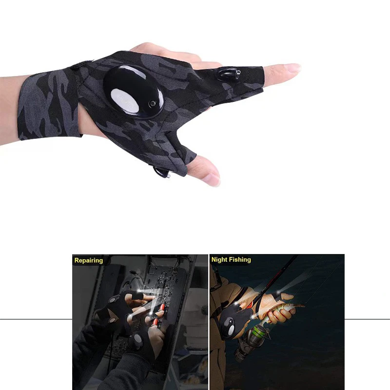 LEDFlashlightFishingGlovesWithLightNightHandsfreeFishing